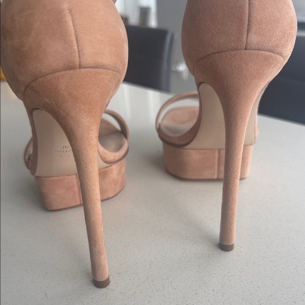 Stuart Weitzman Tan Suede Platform Heels - Picture 5 of 6